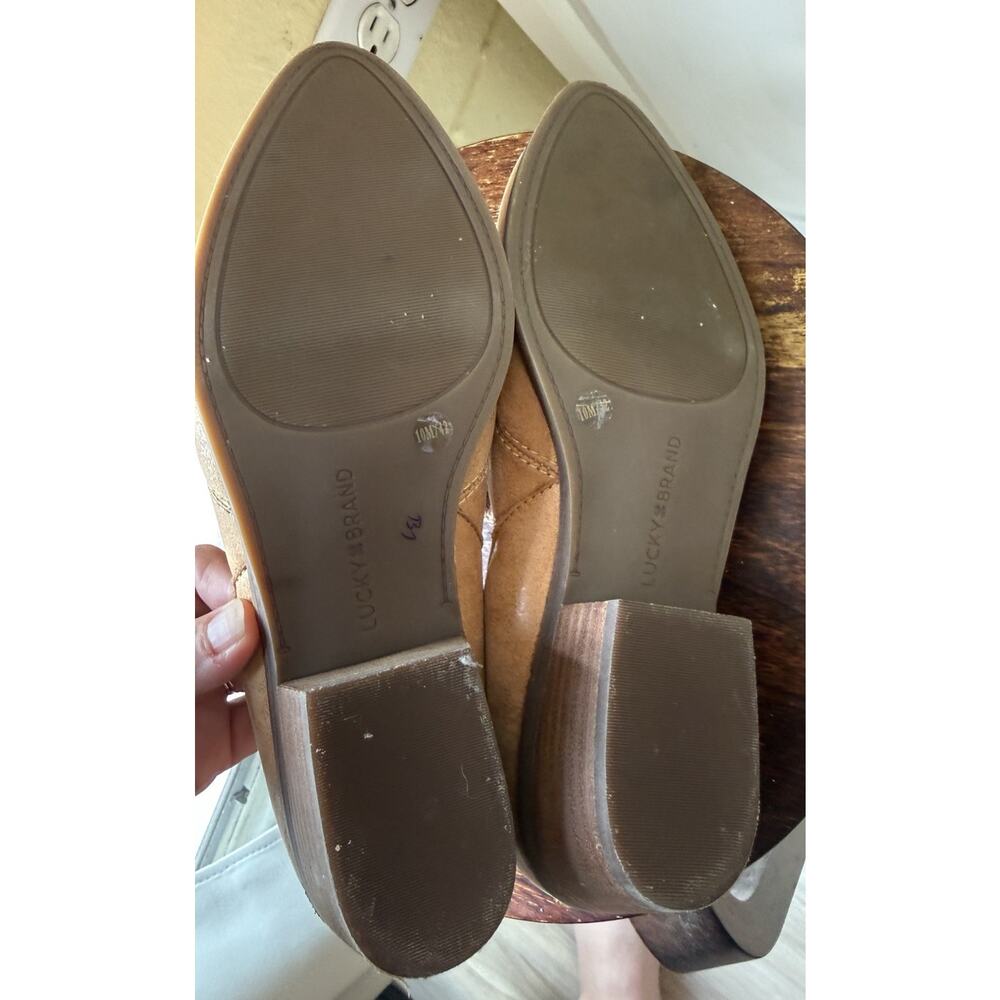 Lucky Brand Tan Leather Pointed-Toe Mules - Picture 7 of 8